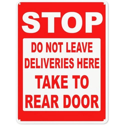 Tin Metal Signs Home Décor Heavy-Duty Delivery Door Stop Do Not Leave Packages H