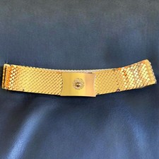 Vintage Gold Fish Scale Stretch Belt Disco Glam Mermaidcore Statement Party