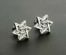 Sterling Silver Hexagram Star Horus Eye Tiny Small Stud Earrings Gothic Unique