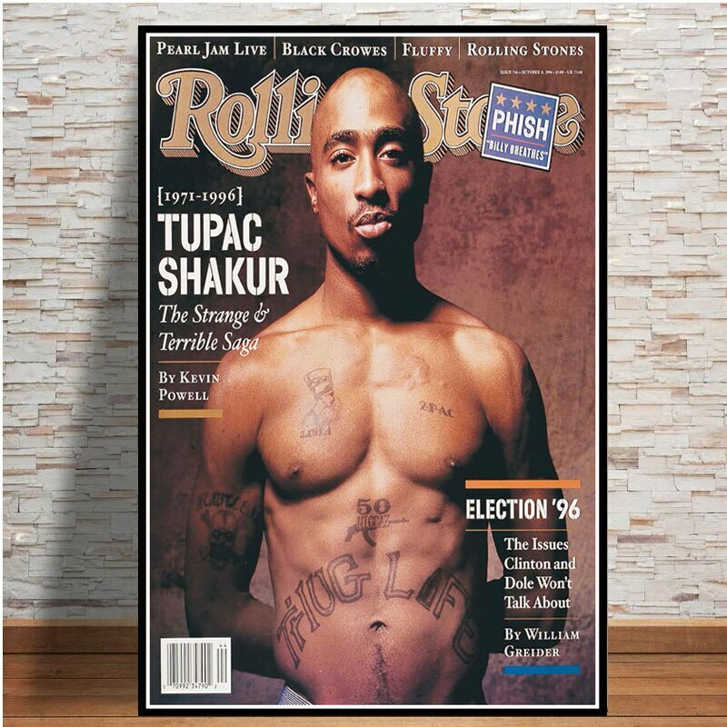 Tableau Tupac 2Pac Rolling Stone pour Déco Salon Urbain