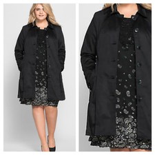 Sale Sheego Kaleidoscope Size 16 Black Pleated Coat Lacing To Sleeves £99 Smart