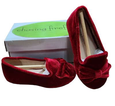 Chasing Fireflies NIB Red Velvet Shoes Bow Holiday Christmas Halloween Costume