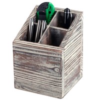 Rustic Torched Wood 4 Slot Pen Pencil Holder Square Desktop Office Supply Sto... on sale Rustic Torched Wood 4 Slot Pen Pencil Holder Square Desktop Office Supply Sto... on sale