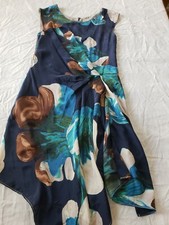 Anthropologie Coquille 2 Blue Magnified Corolla Sheath Dress 100% Silk Lined