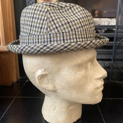 VINTAGE Tweed TRILBY - Gr. 7 - reine Schurwolle - Honi Soit Qui Mal y Pense