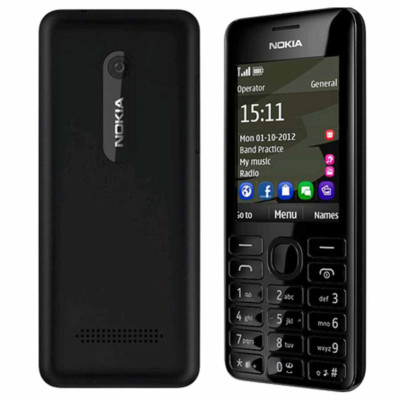 Nokia 206 Original GSM Jewish Keyboard Phone Unlocked MP3 Dual SIM Black