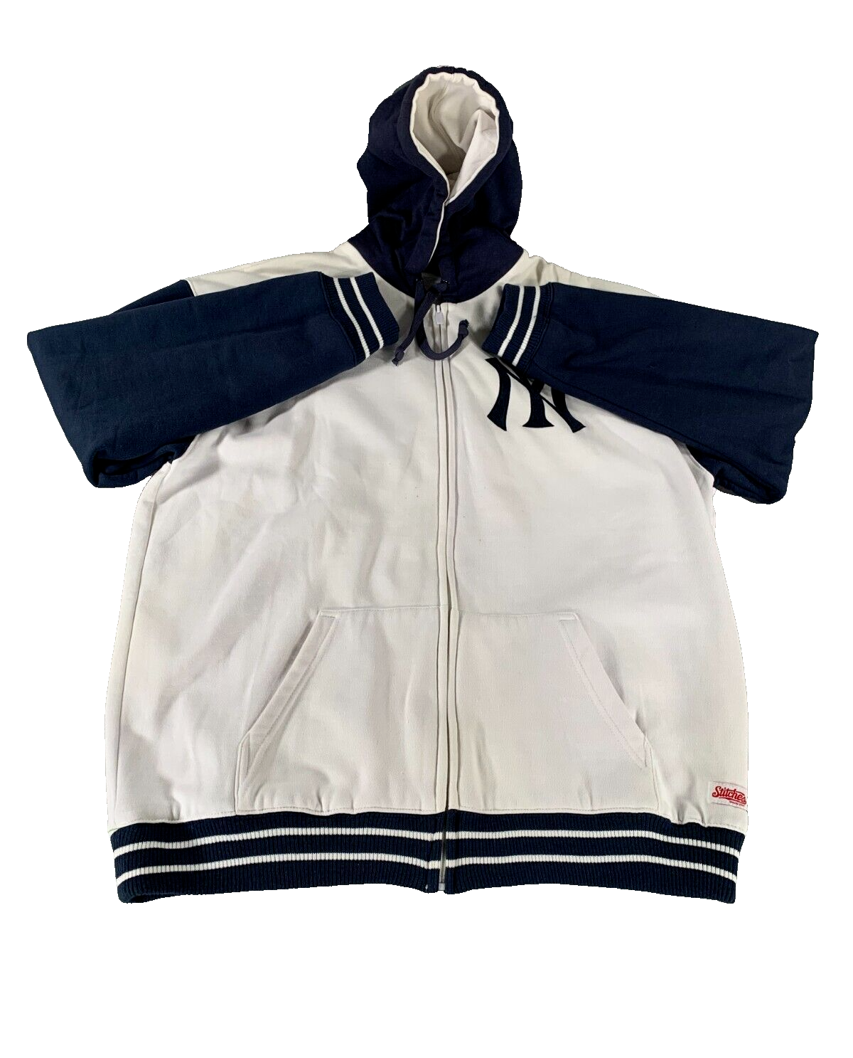 New York Yankees Vintage Stitched Full Zip Hoodie in Navy White #4178  