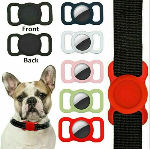 Black Adjustable Anti-lost Locator Gps Tracking Dog Cat Protector Pet Silicone Protective Case for Apple Airtag Gps Finder Dog Cat Collar Loop Pet Loop Holder for Apple Airtag 