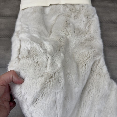 Pottery Barn Faux Fur Alpaca Stocking Ivory Tan Large Monogrammed “C” NWOT - Picture 2 of 6