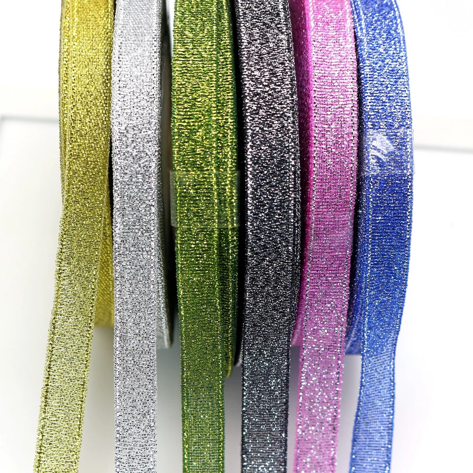 25 Yards 3/8" (10mm) Sparkly Metallic Ribbon Wedding Christmas Wrap Craft DIY - Image 3 of 4