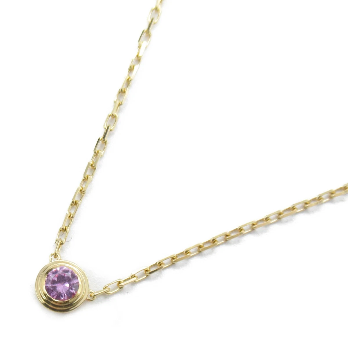 Cartier Saphir Leger Pink Sapphire Necklace Jewelry K18PG Women s