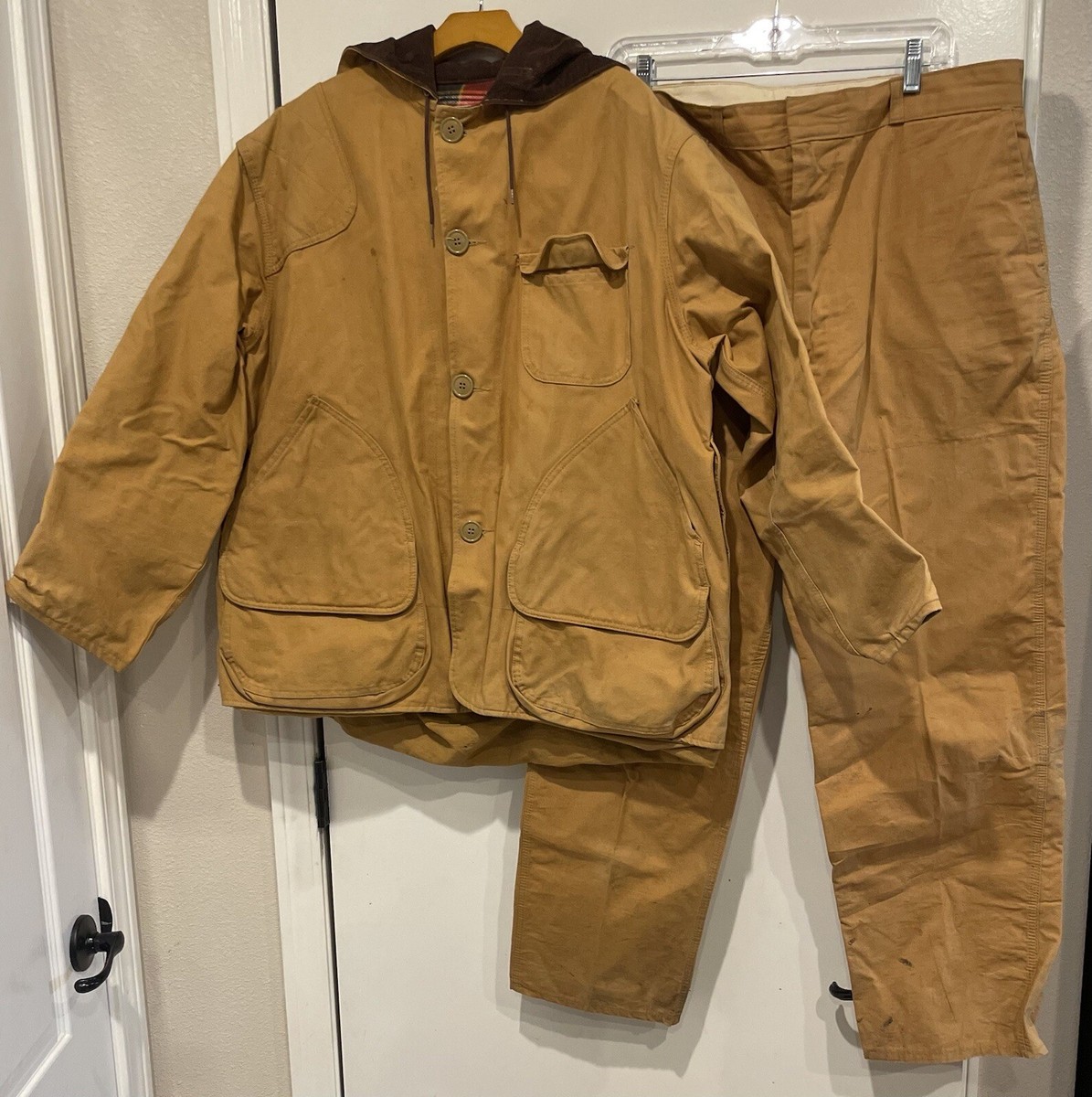 Vtg 70s Black Sheep Brand Hunting Clothing Duck Pants Jacket Set