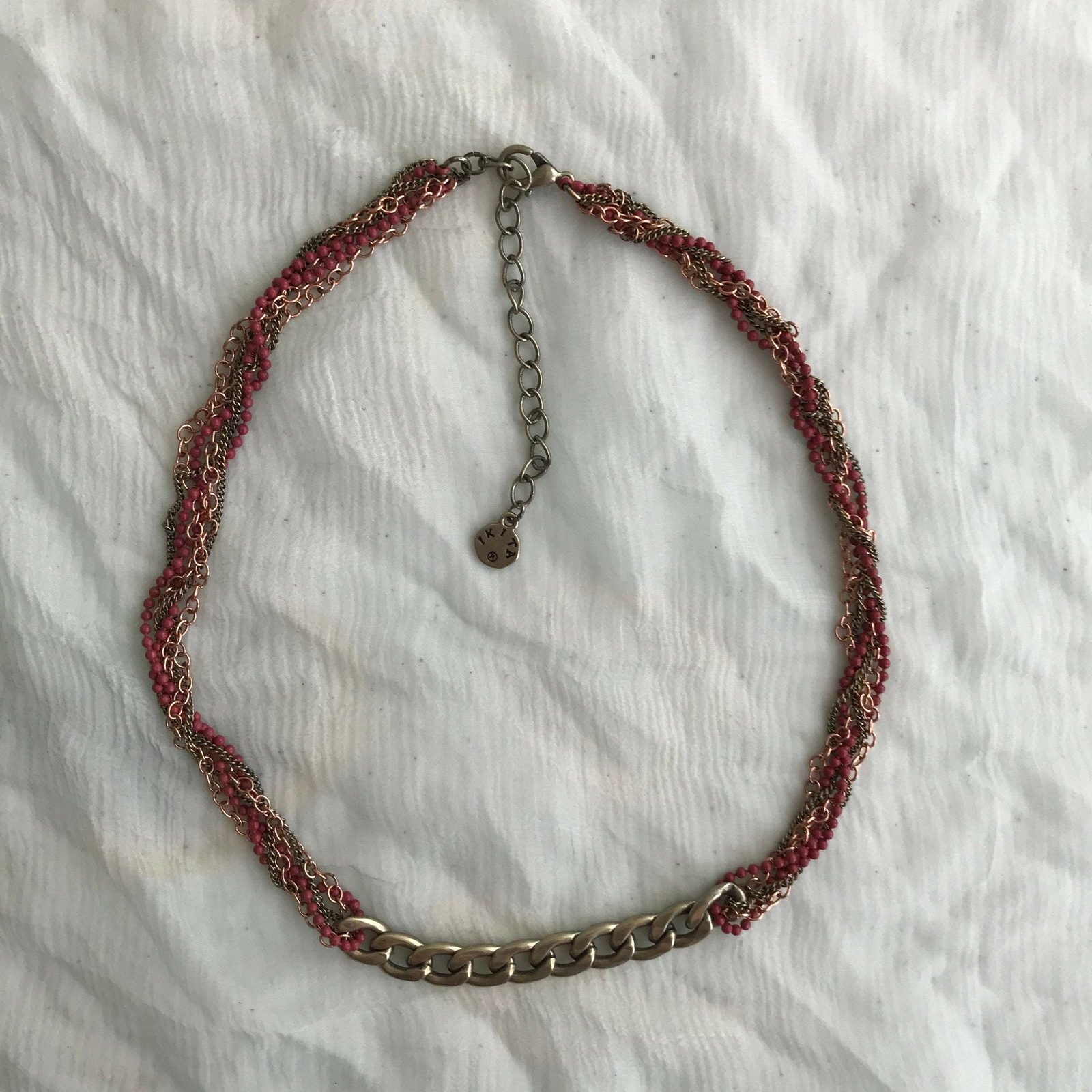 Collier Vintage Imposant IKITA Paris - Chaîne Sans Fin Argenté/doré 75cm Style Bijou