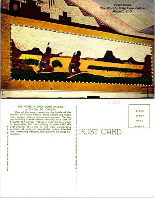 Corn Palace Mural Interior Mitchell South Dakota SD Postcard