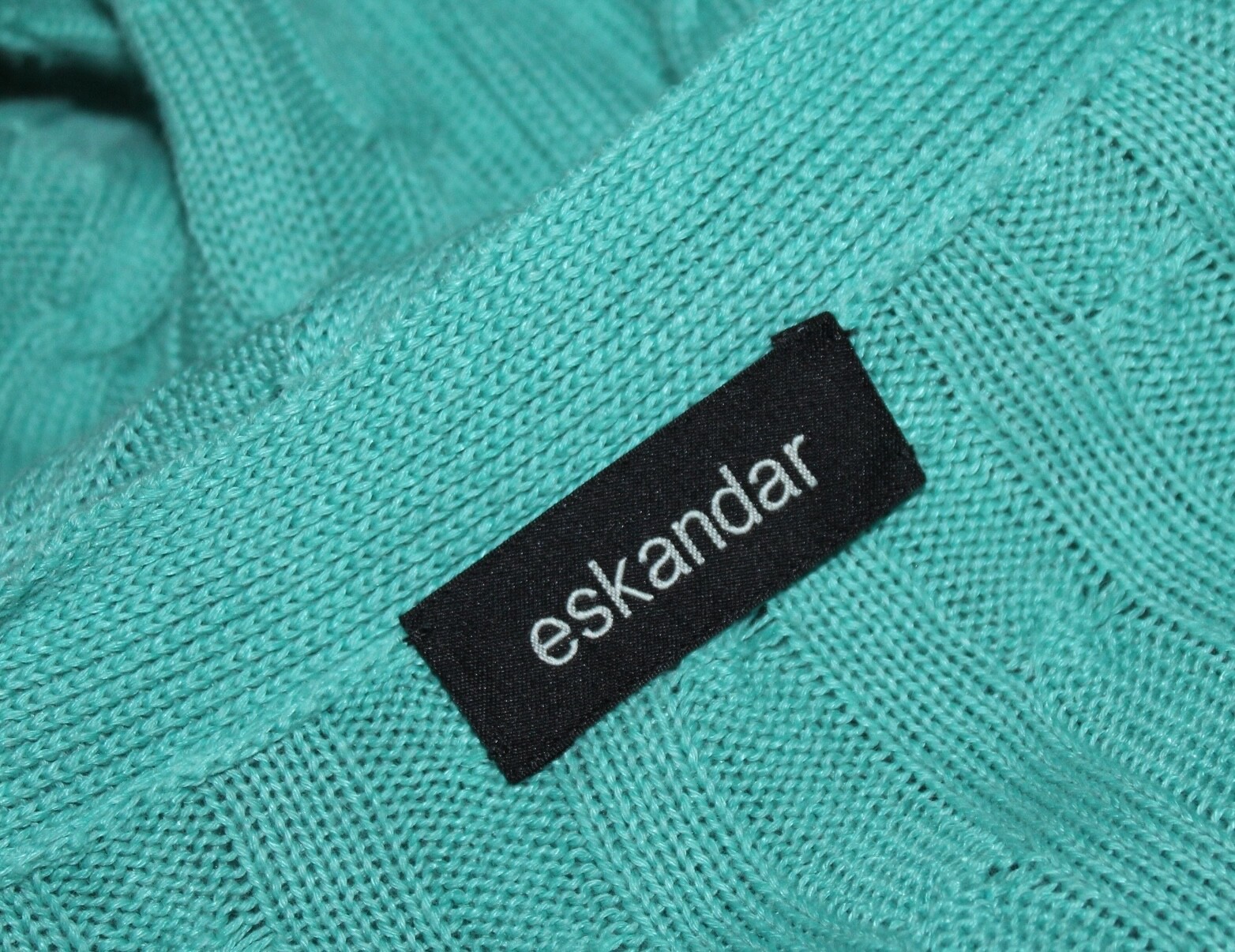 Eskandar O/S BRIGHT AQUA TURQUOISE 36" Long Cotton Linen Cardigan Sweater Luxury image 2