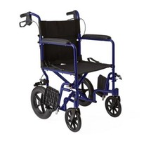 Aluminum Transport Chair with 12" Wheels, Blue