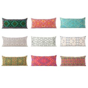 Colorful Embroidered Pillow Cover Bolster Cushion Long Lumbar Sofa