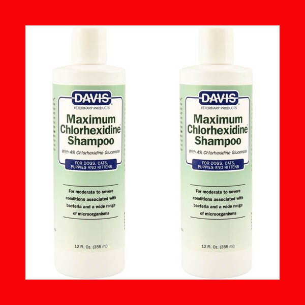 Lot of 2 Davis Maximum 4% Chlorhexidine Medicated Shampoo 12 oz Stronger than 2%