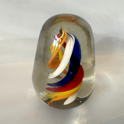 Murano Stil Kunst Glas Ei ovale Form Spirale Wirbel bunt mundgeblasen Briefbeschwerer