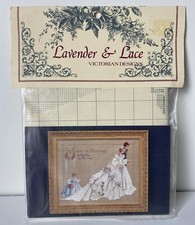 VTG Lavender  Lace THE WEDDING 14x18 cross stitch pattern Victorian bride groom