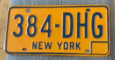 New York 1974 License Plate # 384-DHG