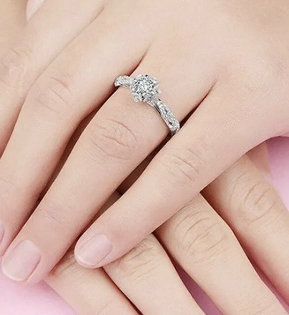 Preciosas joyas para mujer anillos enchapados en plata 925 circonita cúbica boda talla 6-10 Foto 4 de 4