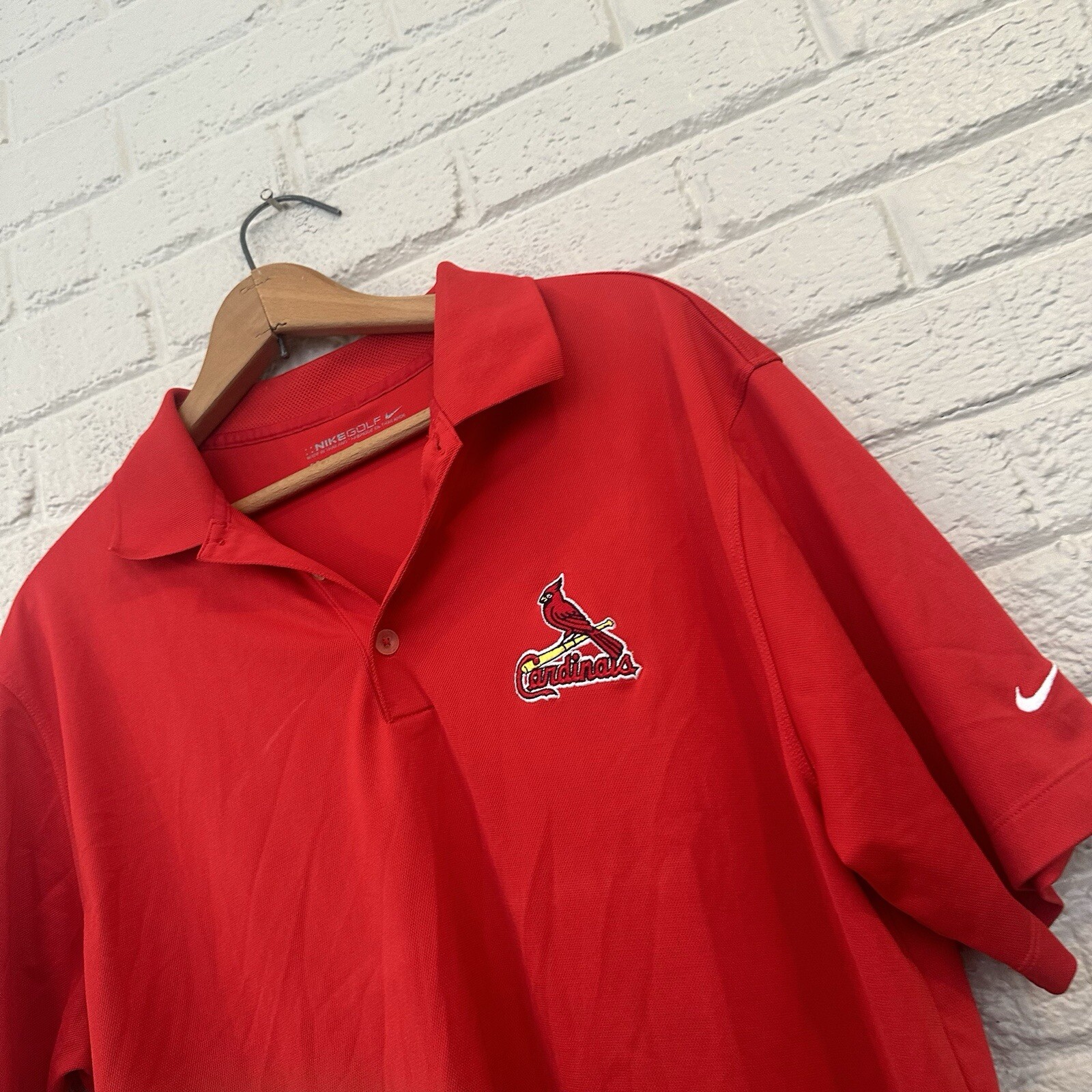 St Louis Cardinals Nike Dri-Fit Mens Polo Shirt Large Red Short Sleeve MLB