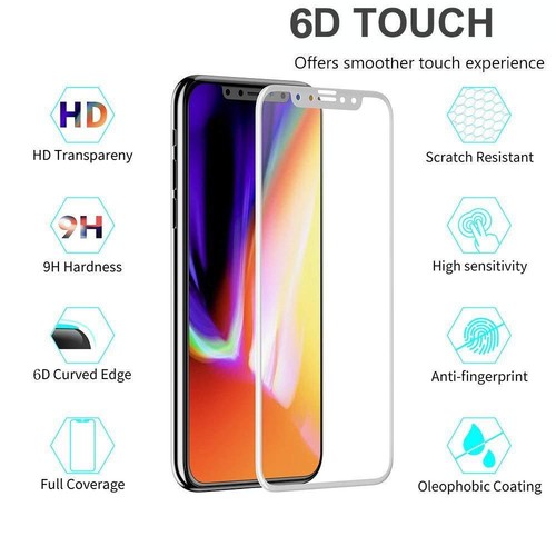 10D Full Coverage Tempered Glass Screen Guard Protector For Apple iPhone X BLACK - Picture 6 of 6
