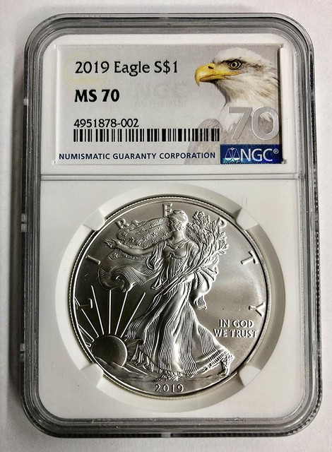 2019 1oz Silver American Eagle Ngc Ms70 Eagle Label No Spots