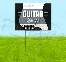 GUITAR LESSONS 18x24 Yard Sign WITH STAKE Corrugated Bandit USA MUSIC TEACHING