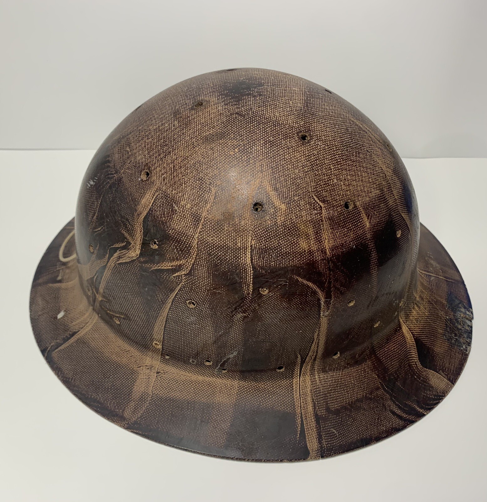 Vintage MSA Type K Skulgard Fiberglass Mining Full Brim Hard Hat Brown