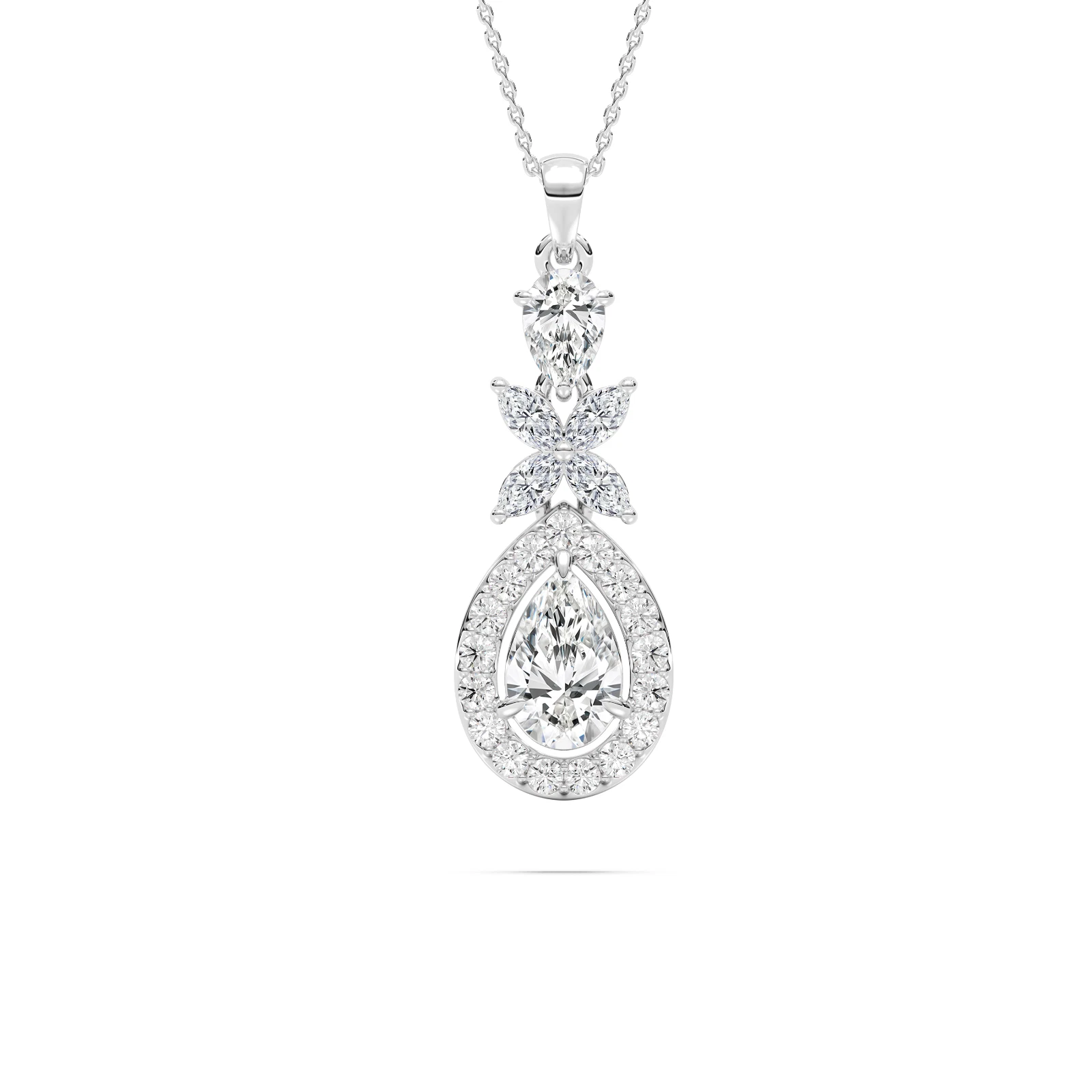 1.56 ct igi certified lab grown diamond 14k white gold pendant necklace chain image-1