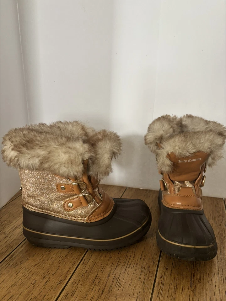 TODDLER JUICY COUTURE LIL CARSON BOOTS FUR TRIM SZ 10 Waterproof Missing Laces - Image 3 of 4
