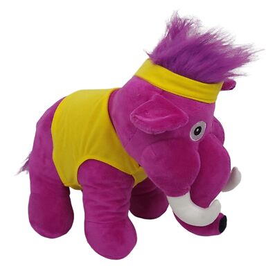 Fun Express Elephant Plush 12'' Stuffed Animal Toy Neon Purple Yellow Workout