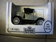 1991 ERTL 1918 Runabout Barrel Bank Die Cast Metal NIB