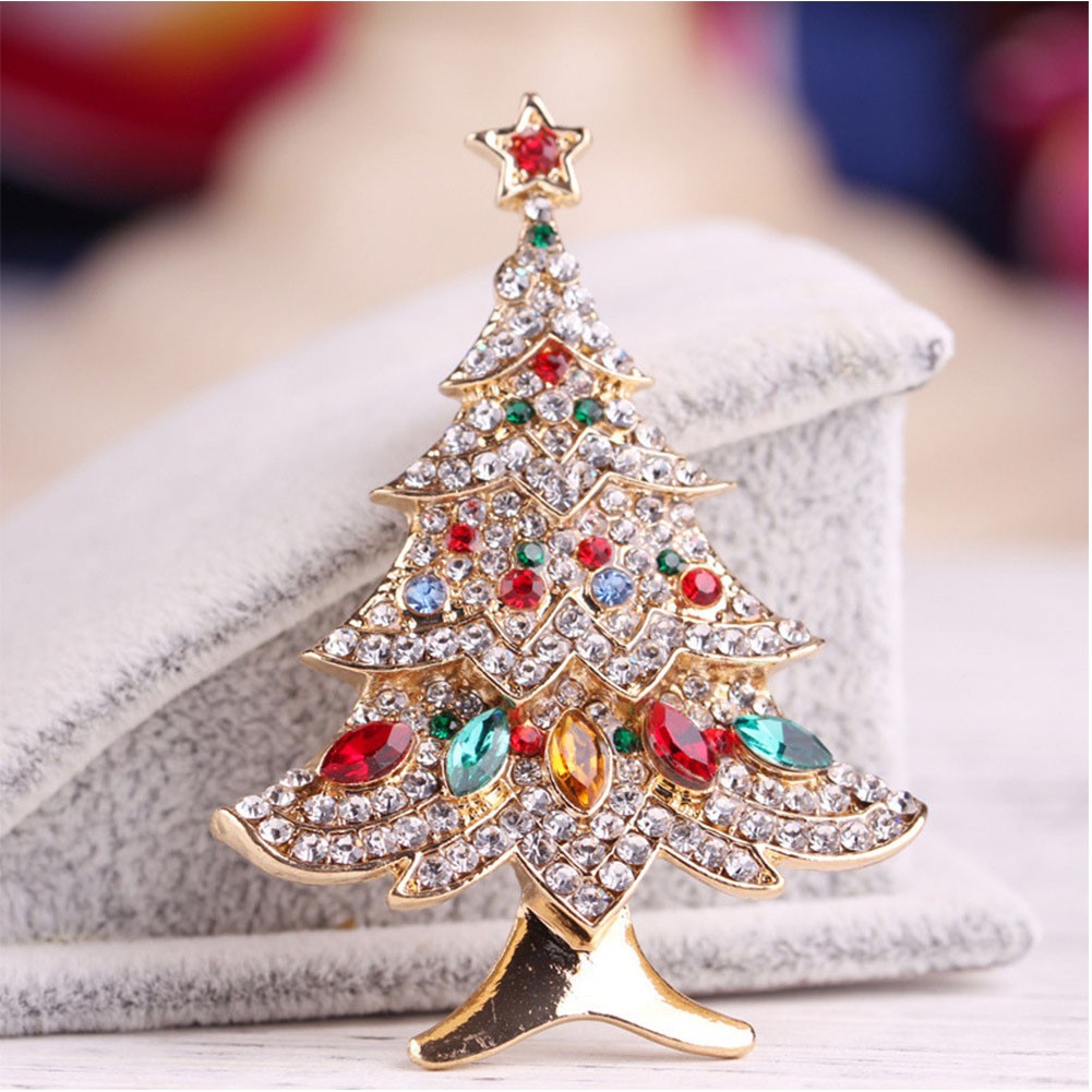 Elegant Rhinestones Decoration Brooch Pin For Christmas Party Easy To Use