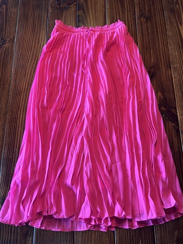 Vine & Love S Barbie Chiffon High Waist Pleats Midi Skirt Capri Pant Swing Aline
