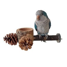 Bird Perch with Feeder for Cage  Chew Toys Pinecones - Bird Cage Accessories 10
