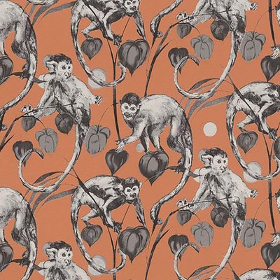 Affe Dschungel Tapete strukturiert geprägt tropisch Vinyl orange