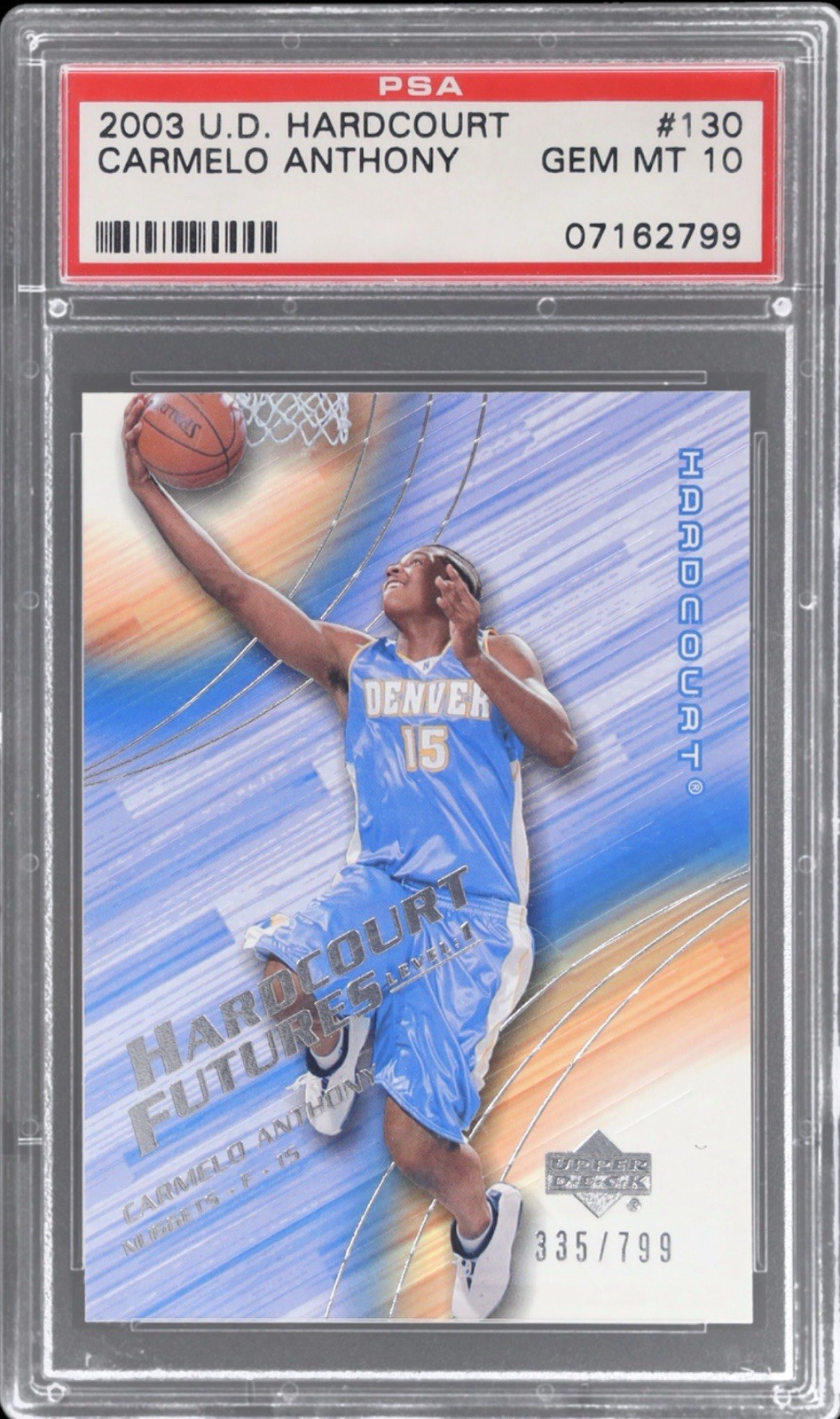 2003 CARMELO ANTHONY UD Hardcourt Futures ROOKIE /799 #130 PSA 10 💎 Pop 13
