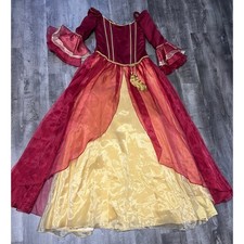 Princess Castle Classic Gowns Renaissance Dress Womens 10 Burgundy Gold Tassels