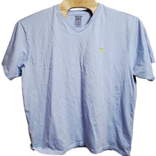 Polo Ralph Lauren Mens XXL Light Blue V Neck T Shirt Cotton Yellow Pony Logo
