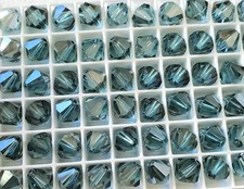 Vintage Swarovski 5301 10mm Bicone beads Aquamarine Satin 8pcs 