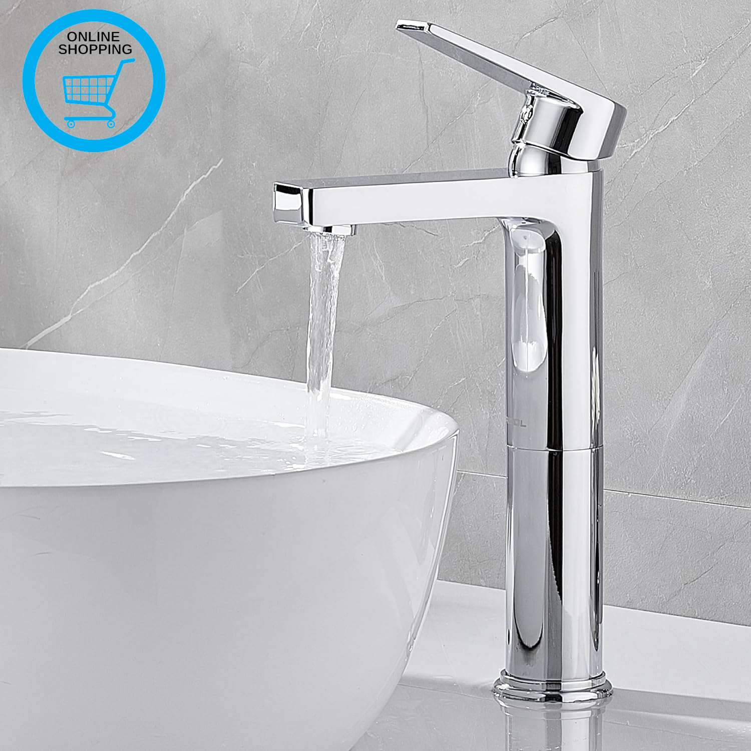 Bathroom Sink Taps High Rise Basin Mixer Tap Single Lever Dual Flow Hot and Cold