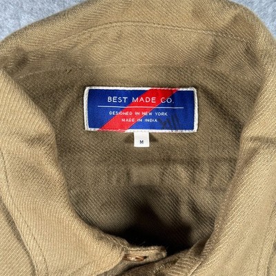 Best Made Co. Men s M Canvas Work Shirt Tan Heavyweight Utility Elbow Patches