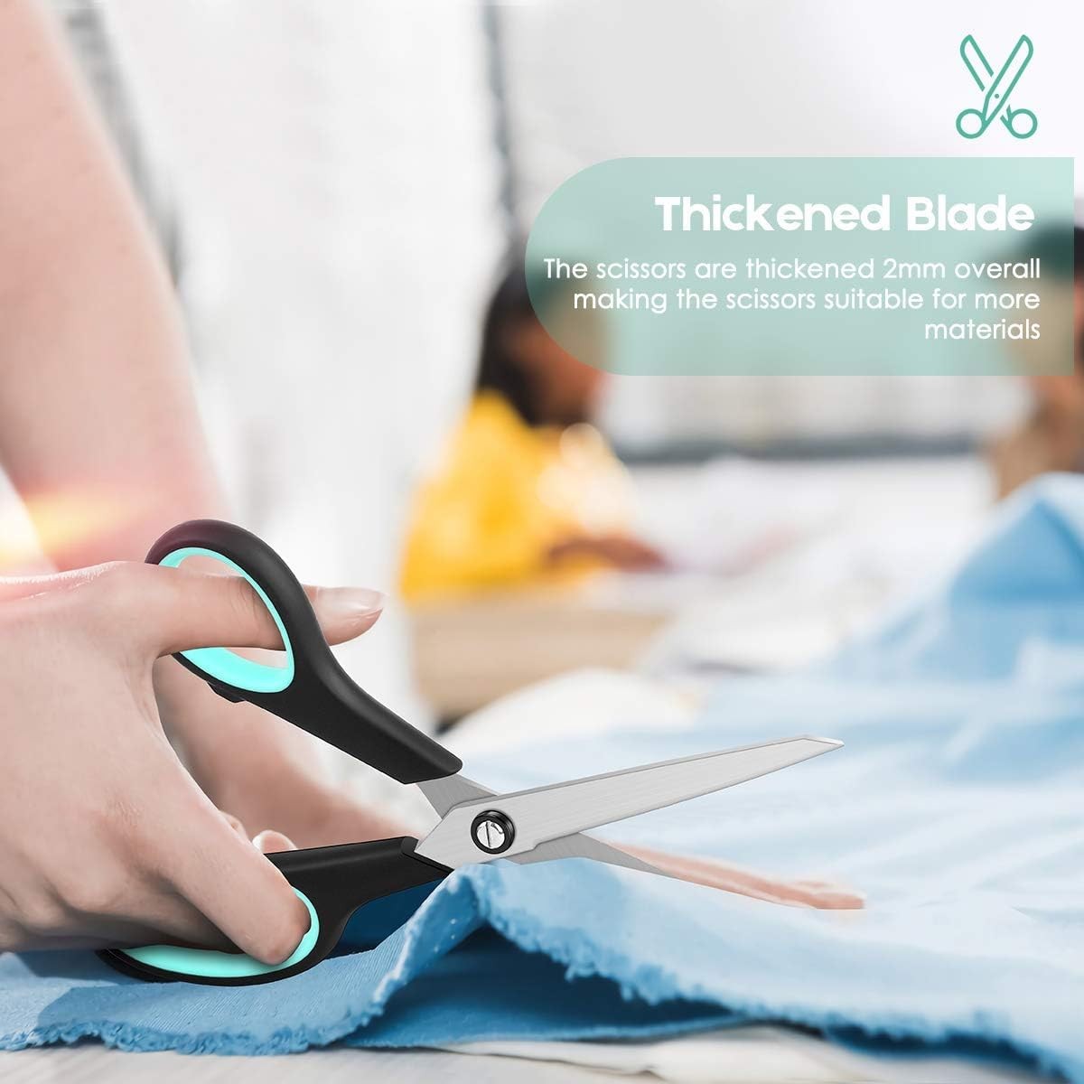 3-Pack 8" Heavy Duty Scissors with Ultra Sharp Blades and Comfort Grip Handles -