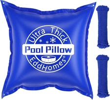 0.5mm Thick Pool Winter Pillow with 33ft Rope - Easy Inflation & Storage