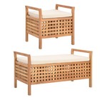 Holz Sitzbank mit Stauraum Kissen Flurbank Sitztruhe Truhenbank Holzbank Bank