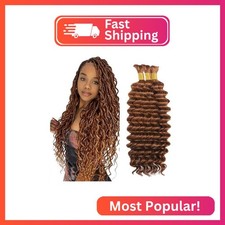  30 Light Brown Human Braiding Hair Deep Wave Bulk 30 30 30 Inch Brown Deep Wave