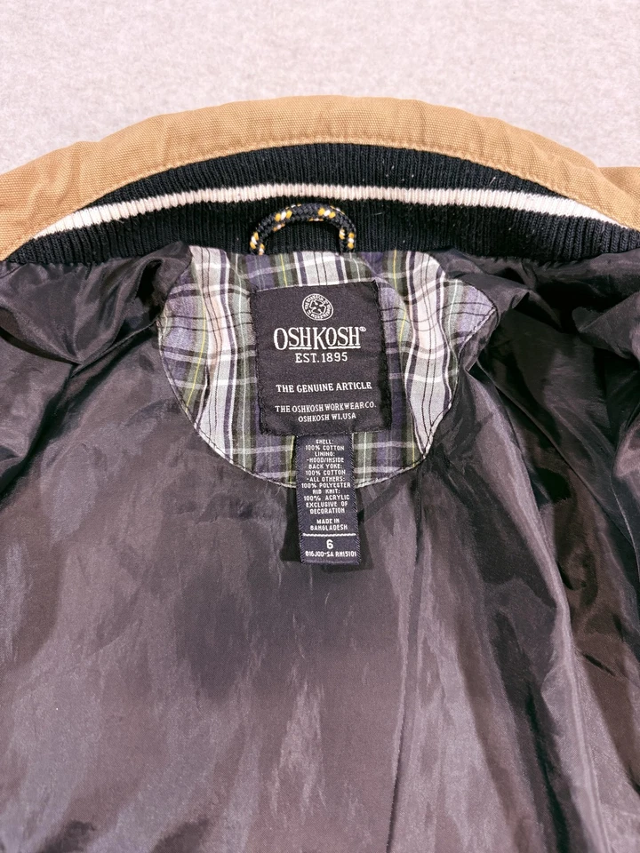 OshKosh Jacket Boys 6 Brown Field Coat Toggle Zip Lined Gropcore Heritage - Image 3 of 4